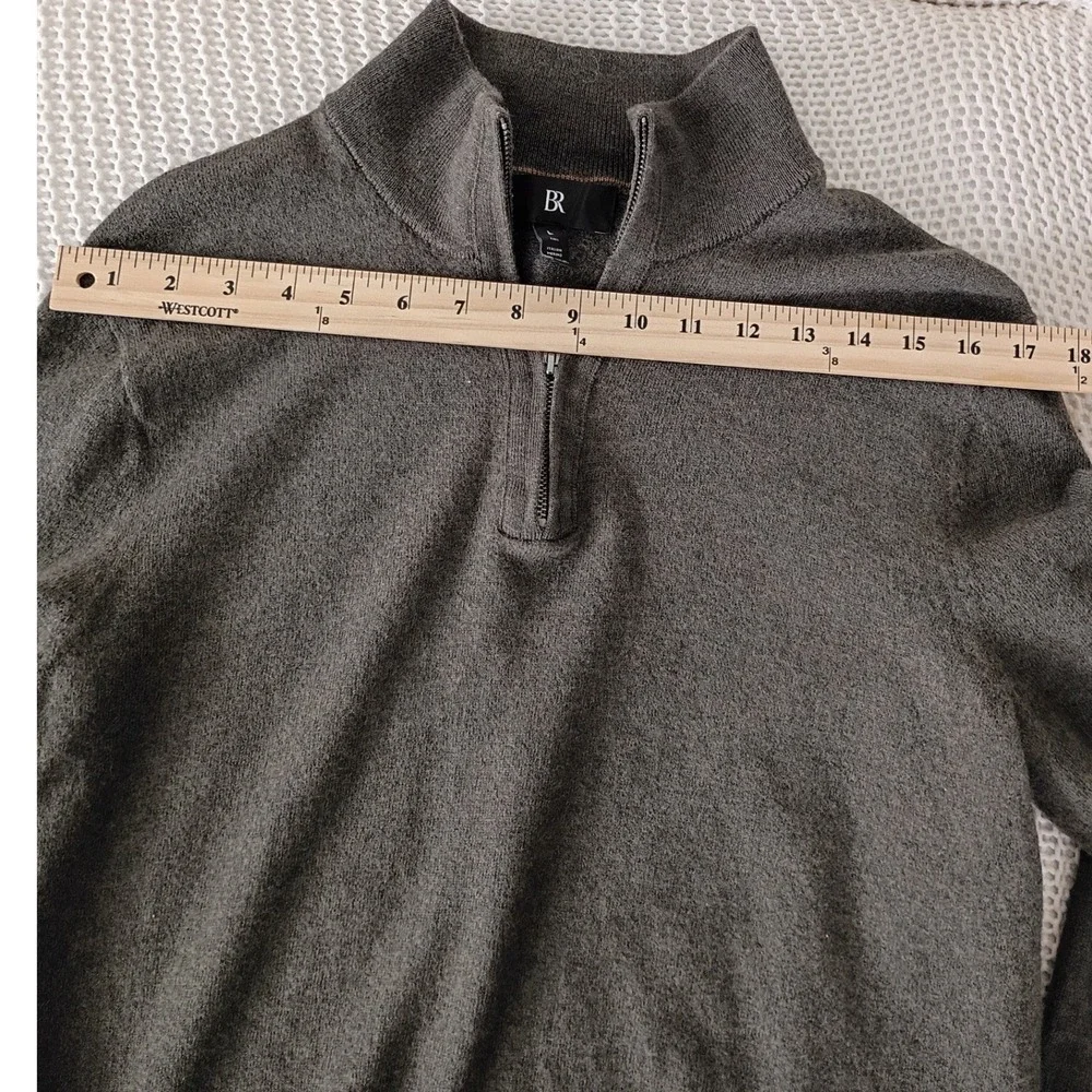 Banana Republic Mens M Tall Gray 100% Italian‎ Merino Wool 1/4 Zip Sweater